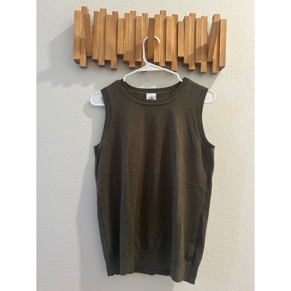 Cabi Sleeveless Knit Sweater Vest Olive Green Women's Size S